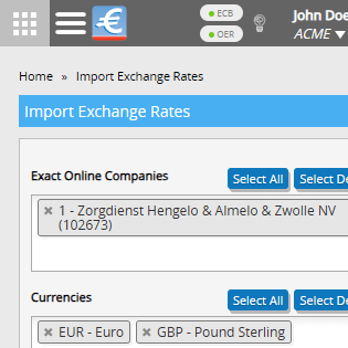 You can also import the daily rates into Exact Online from a phone.